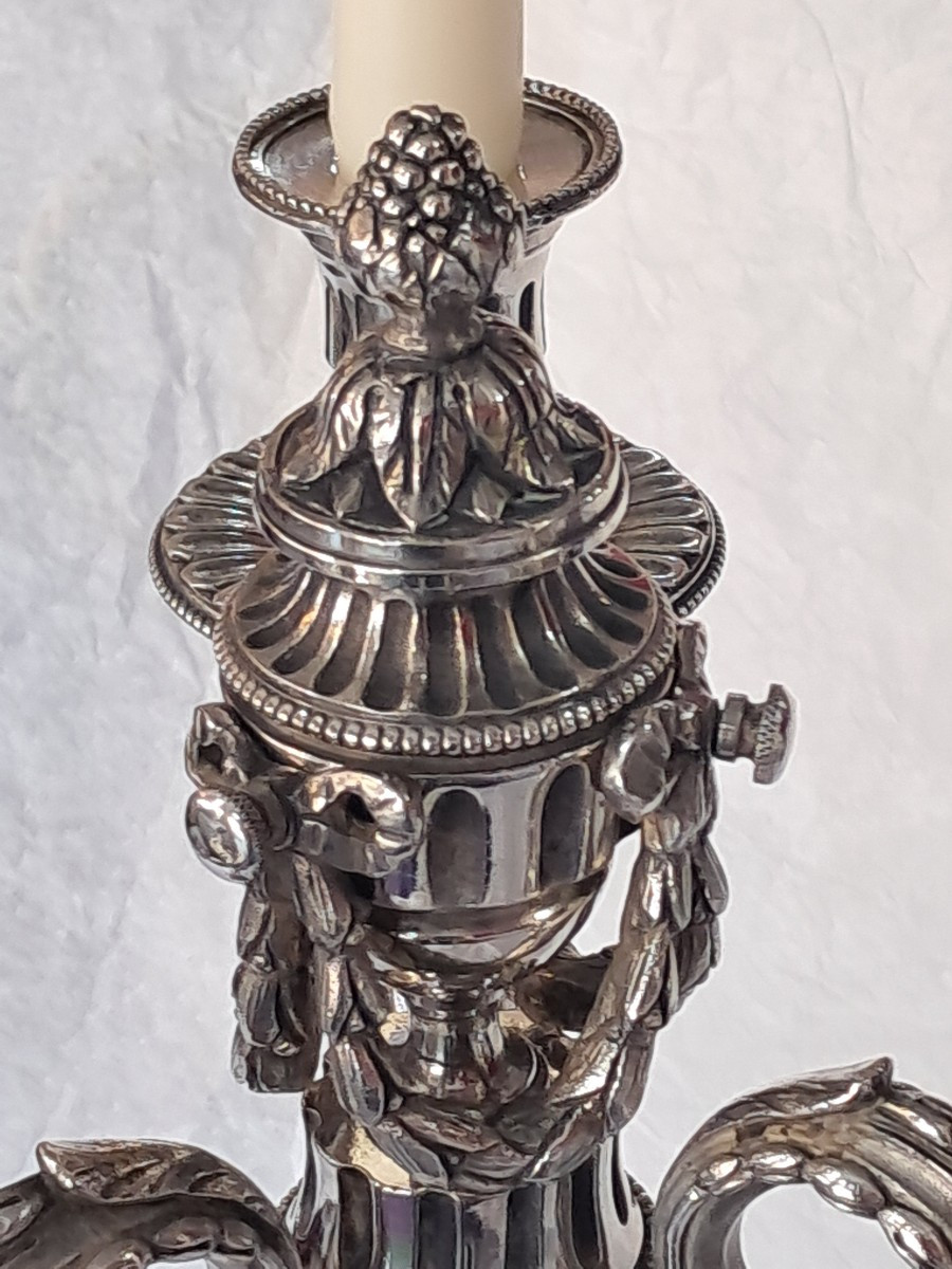 Paire de candelabres début XXEME  de style Louis XVI-photo-4