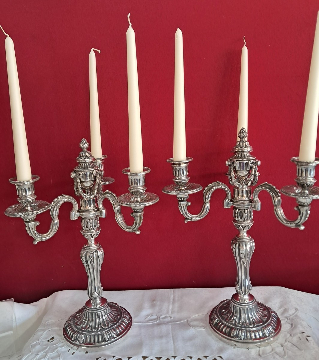 Paire de candelabres début XXEME  de style Louis XVI