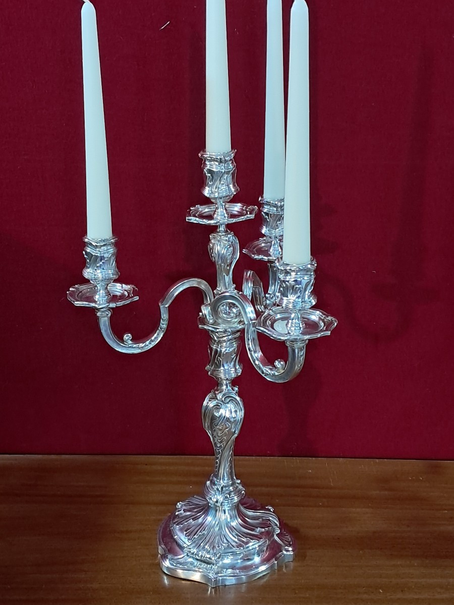 Christofle candélabres  de style Louis XV 44cm-photo-2