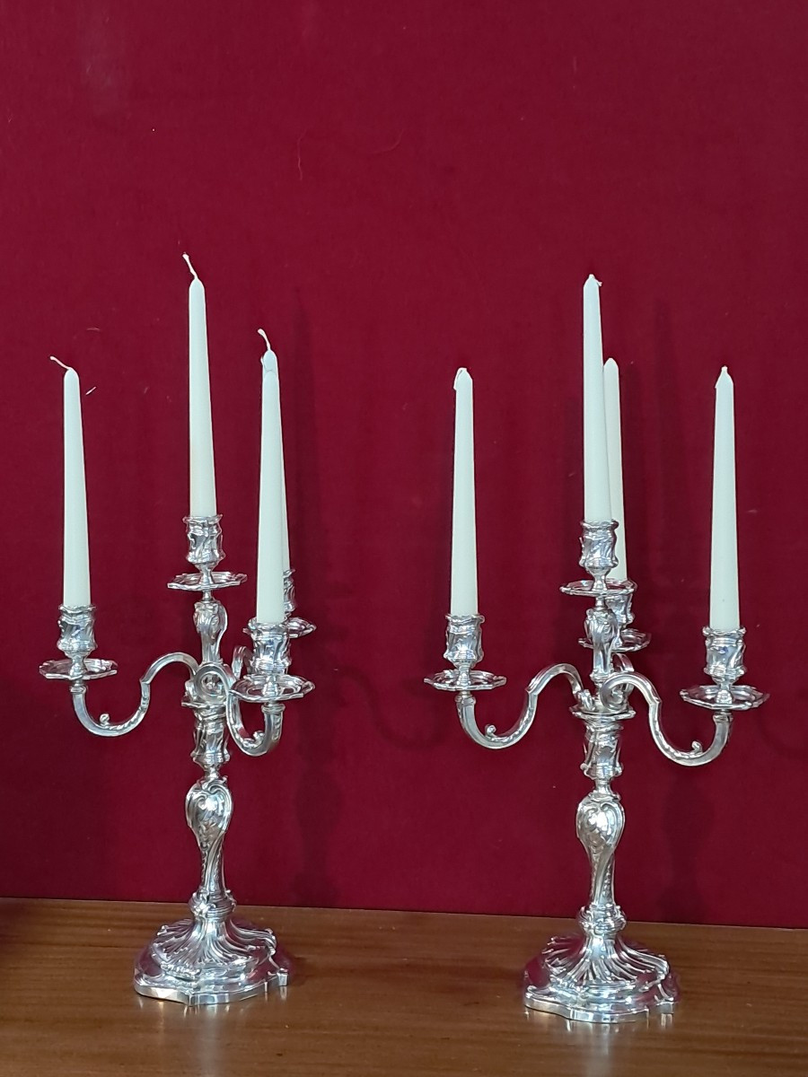Christofle candélabres  de style Louis XV 44cm