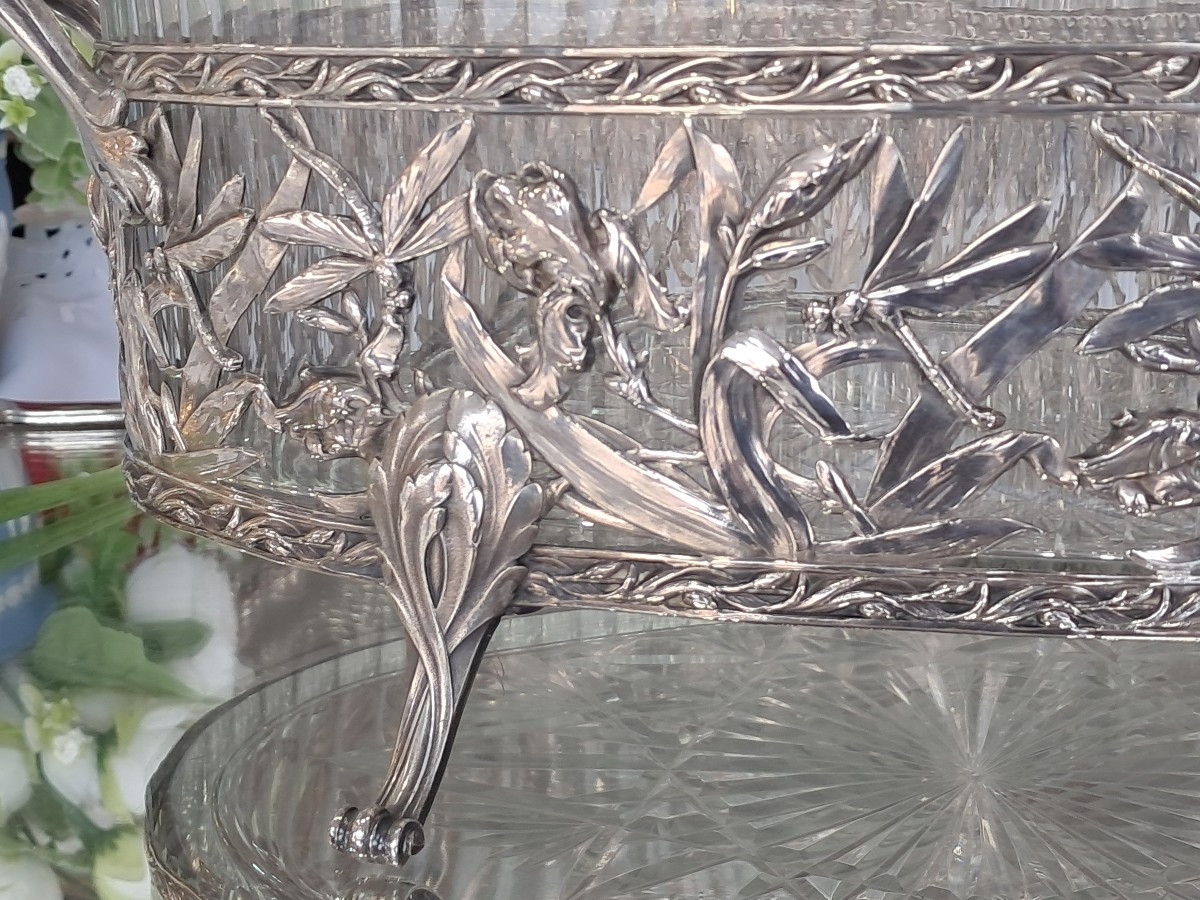 Jardinière Baccarat argent massif" aux iris"-photo-2