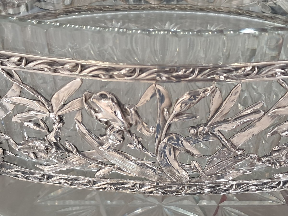 Jardinière Baccarat argent massif" aux iris"-photo-3
