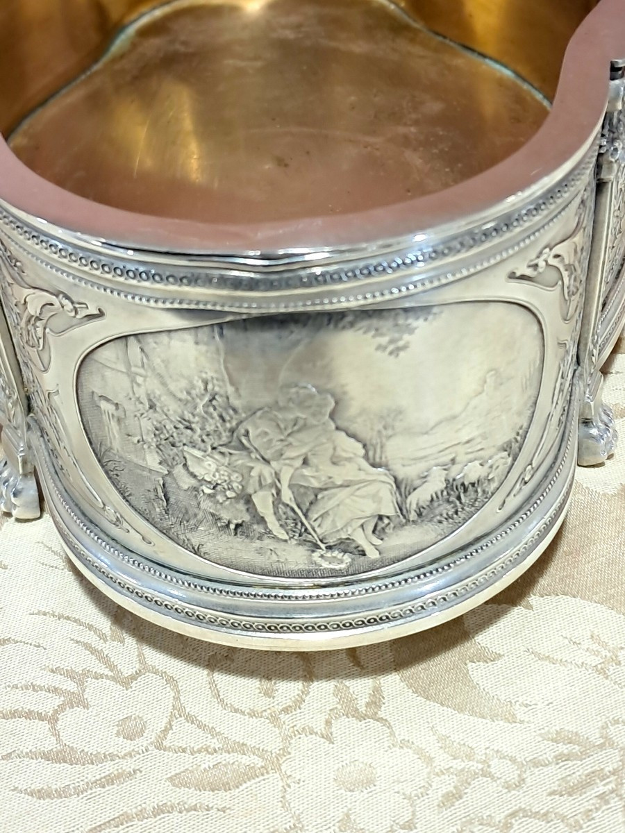 Jardinière gravures  Eaux-fortes bronze argenté -photo-4