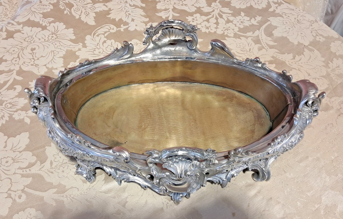 Late 19th Century Louis XV Style Silvered Bronze Jardinière -photo-3