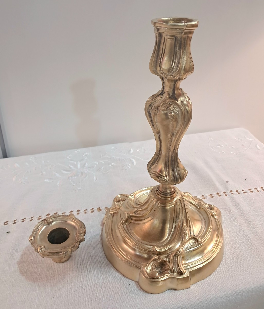 Pair Of 19th Century Gilt Bronze Candlesticks -photo-4