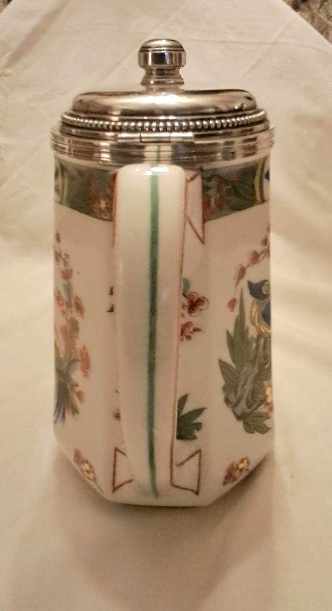 Verseuse porcelaine montée argent massif-photo-3