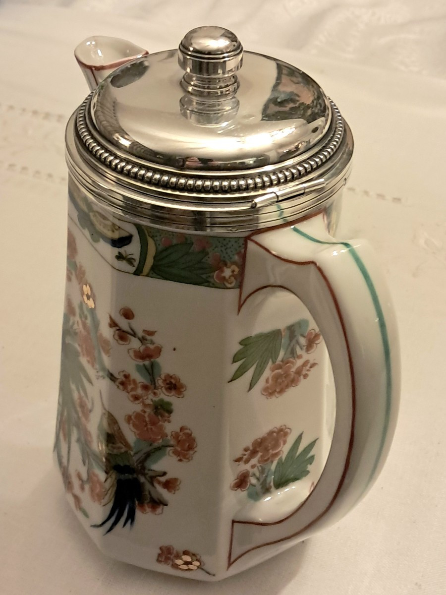 Verseuse porcelaine montée argent massif-photo-2