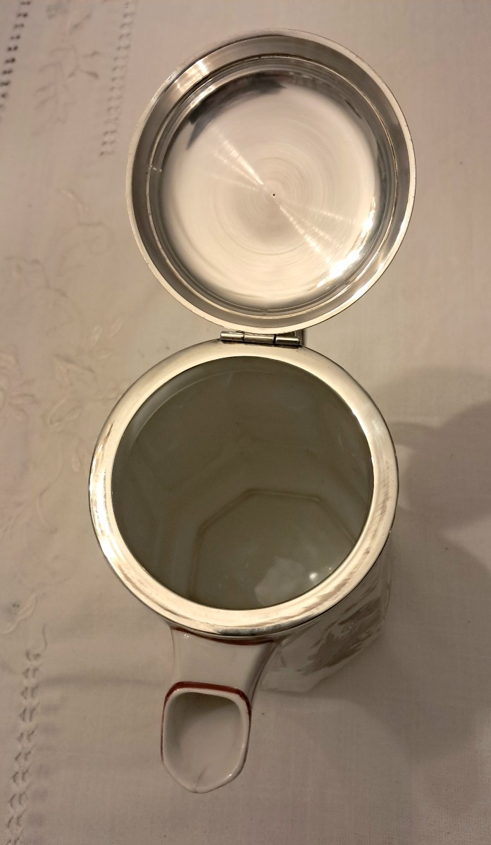 Verseuse porcelaine montée argent massif-photo-7
