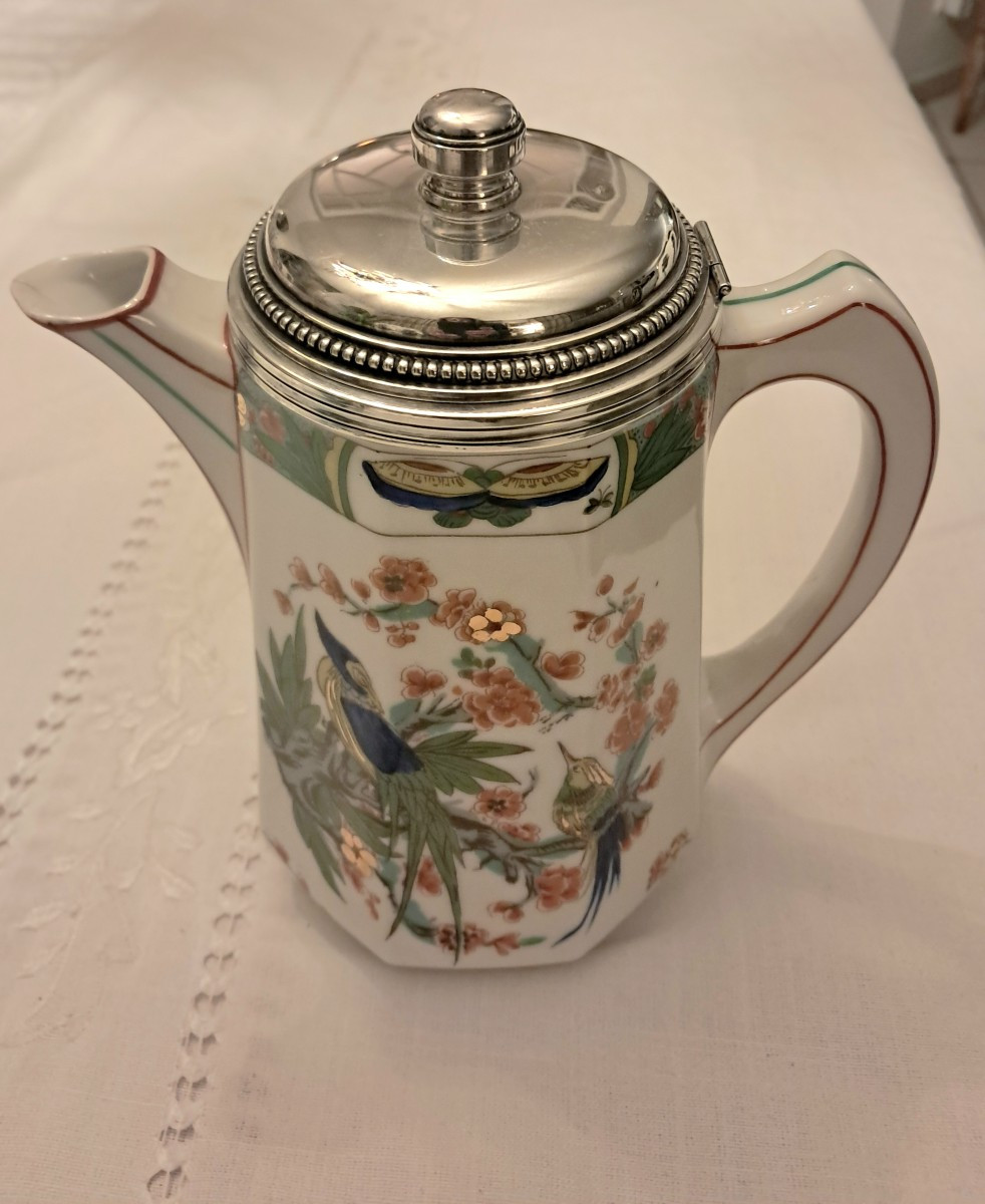 Verseuse porcelaine montée argent massif-photo-8