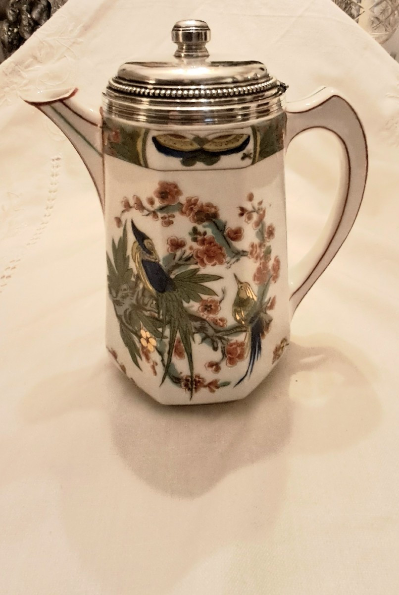 Verseuse porcelaine montée argent massif