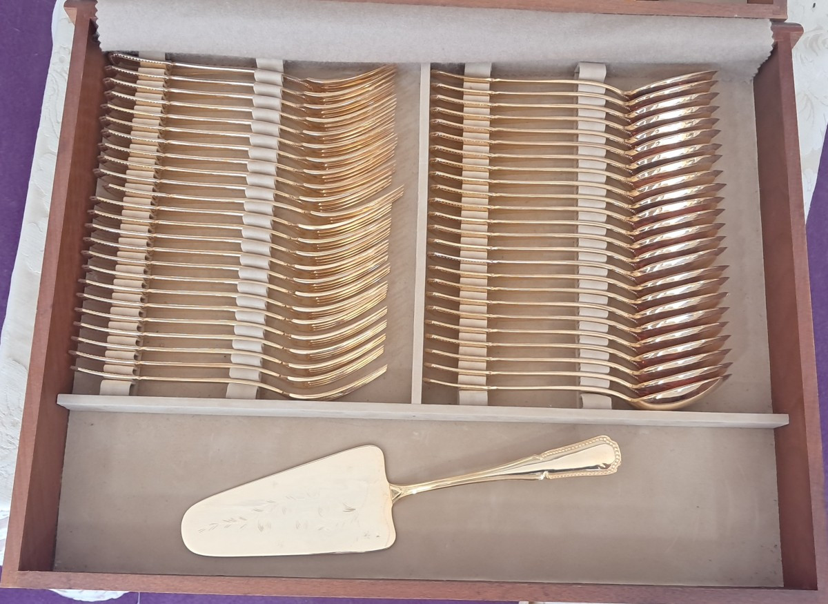 Cuttlery Set, Goldered( Silvered Unside)-photo-2