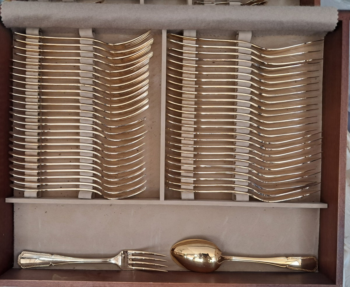 Cuttlery Set, Goldered( Silvered Unside)-photo-4