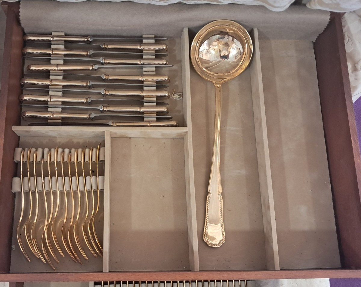 Cuttlery Set, Goldered( Silvered Unside)-photo-3