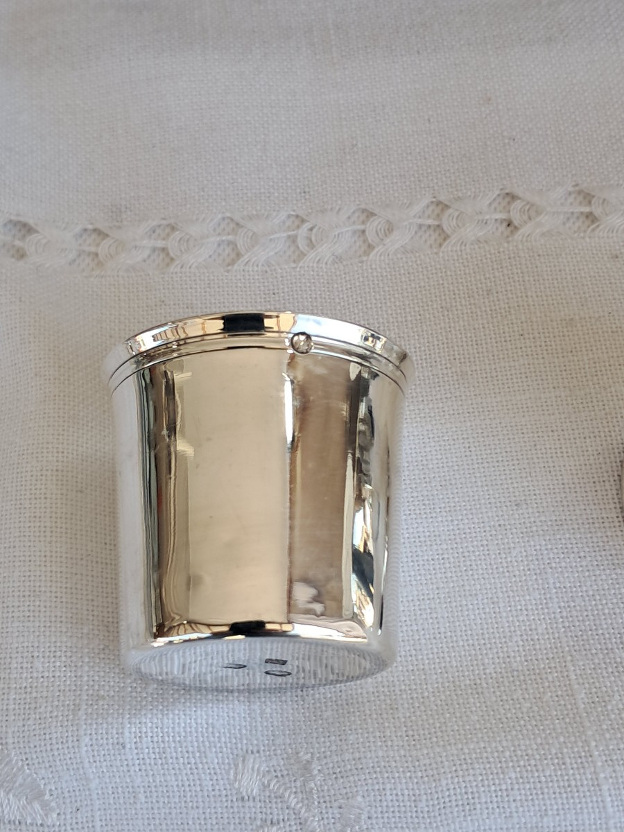 6 Silver Shot Glasses 1st Empire Period 2nd Cock-photo-4