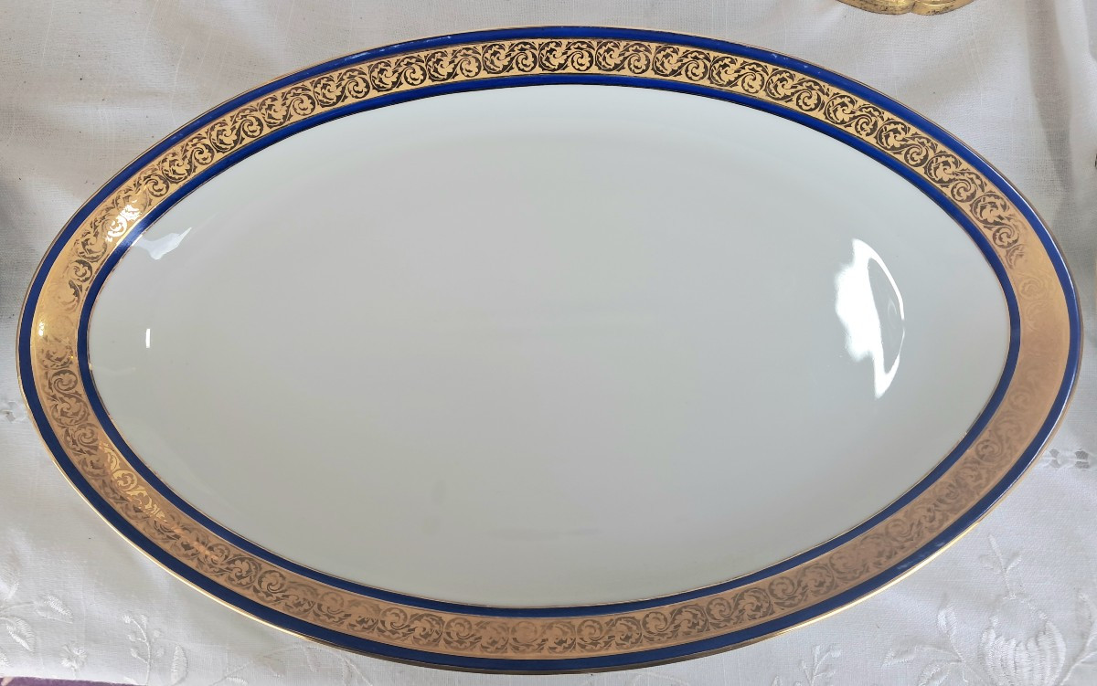Limoges Tableware Gold Blue Net 80p.de Lanternier-photo-3