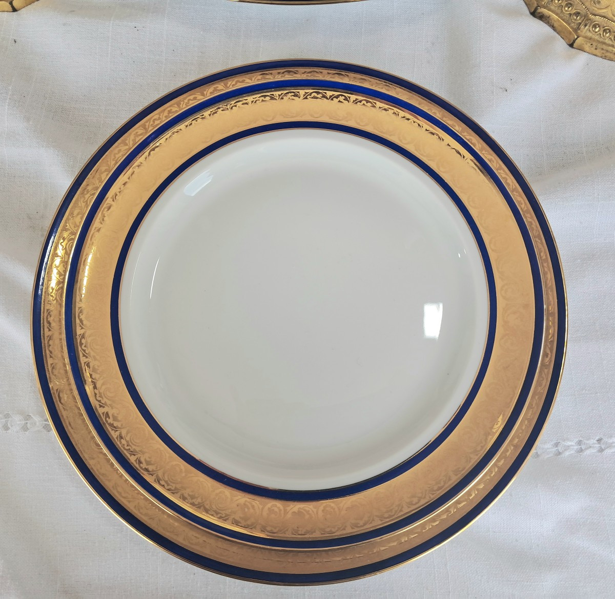 Limoges Tableware Gold Blue Net 80p.de Lanternier