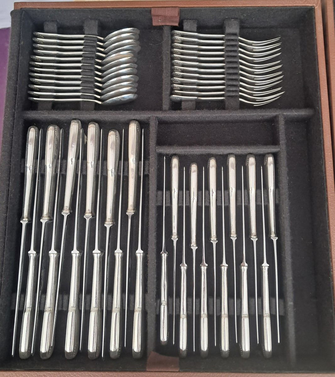 Silverplate Cuttlery Set 176p.by Orbrille More Silver Weight-photo-6
