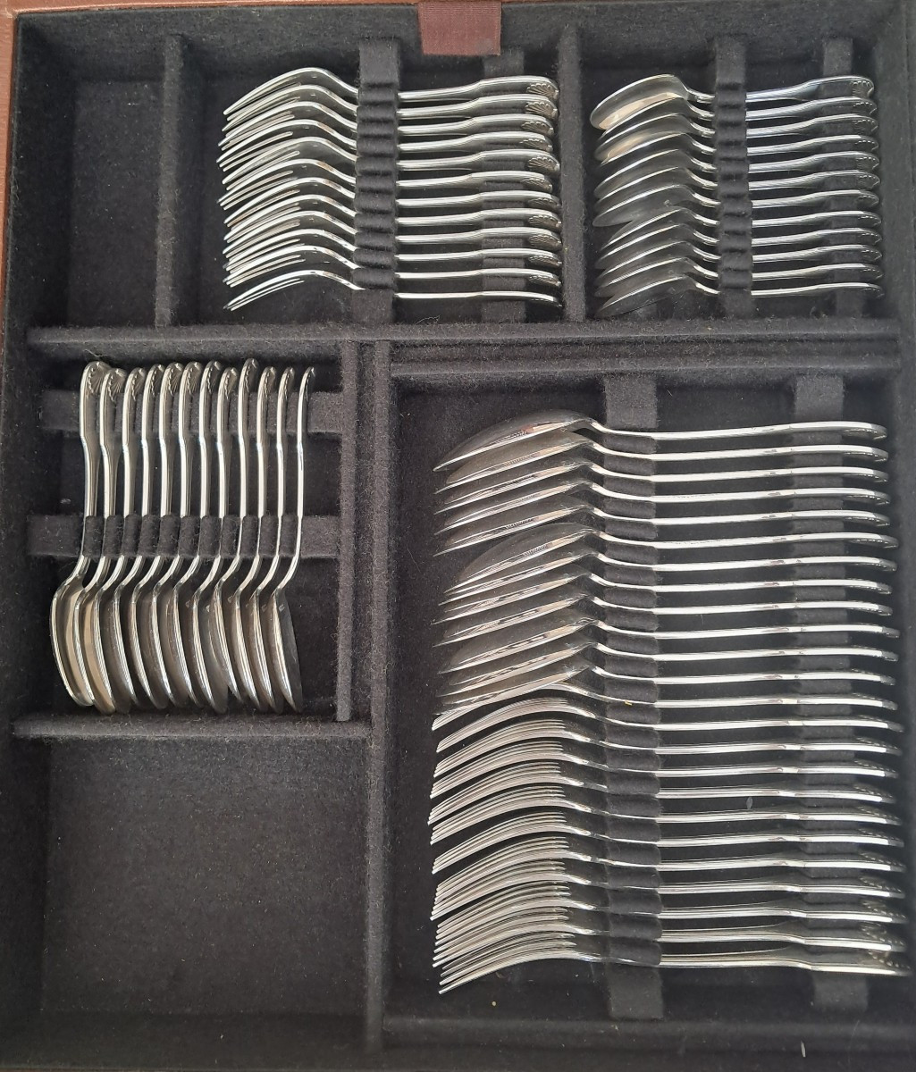 Silverplate Cuttlery Set 176p.by Orbrille More Silver Weight-photo-7