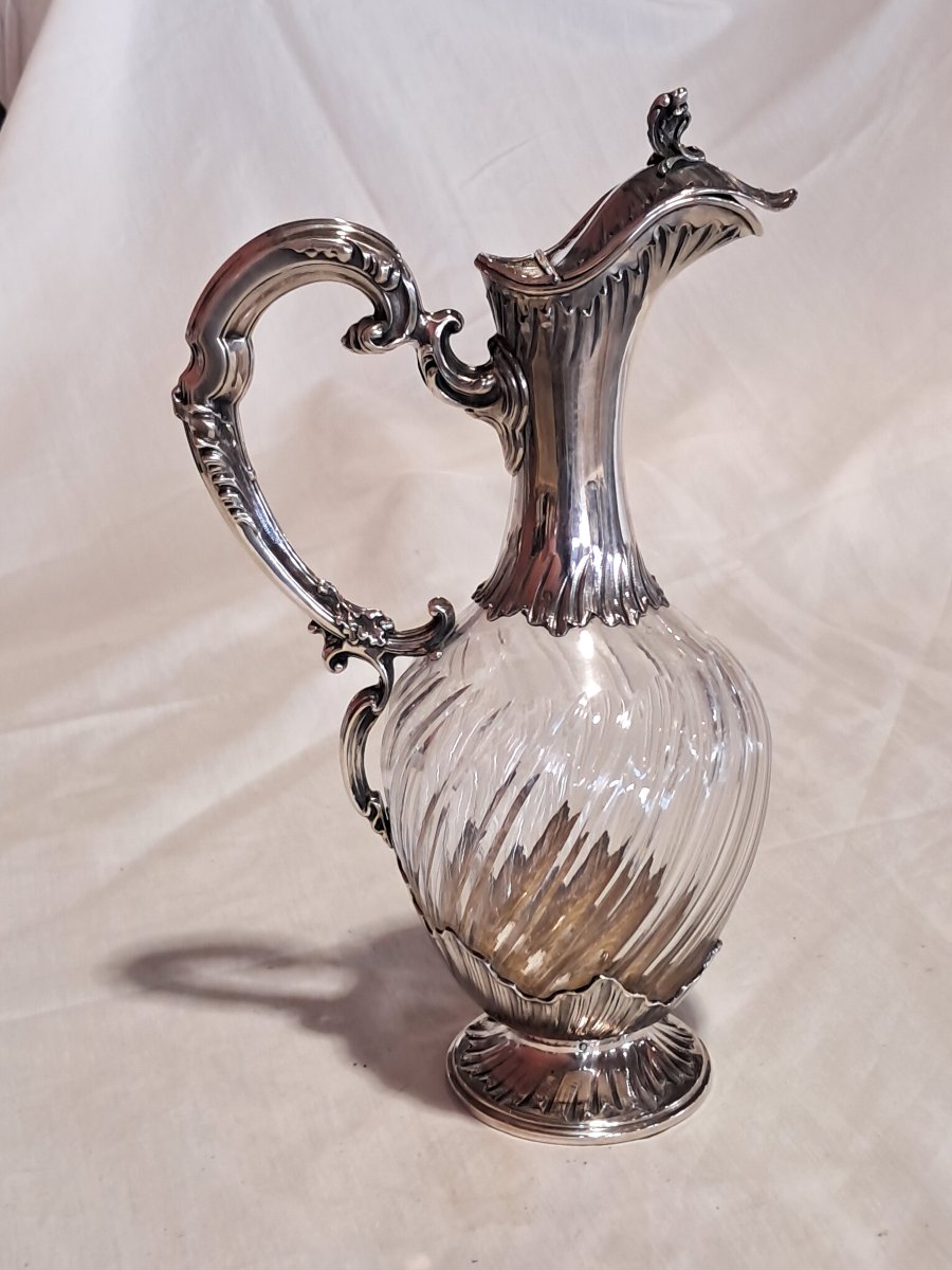 Baccarat Crystal Pitcher With Solid Silver Base