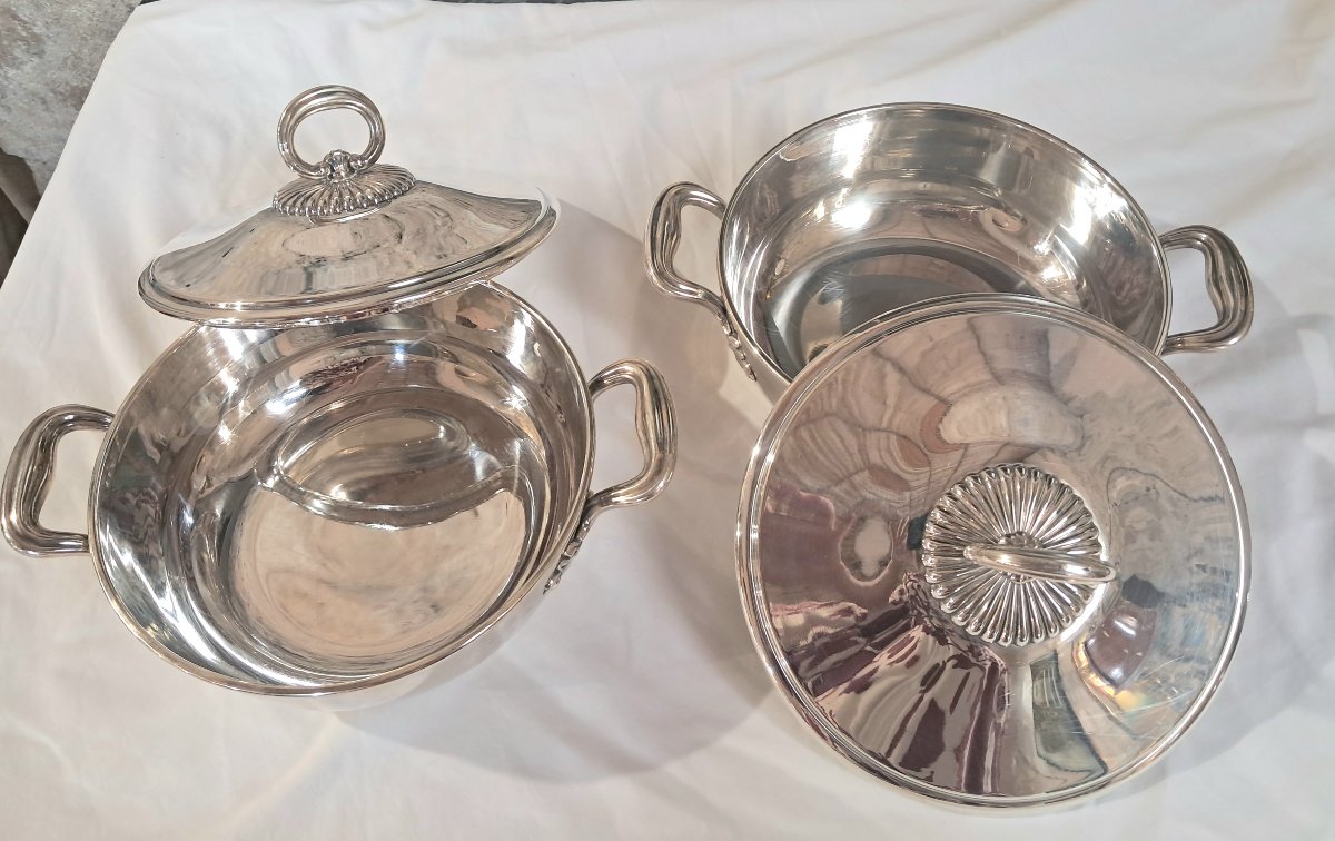 Pair Of 19th-century Vegetable Bowls With Liners-photo-2