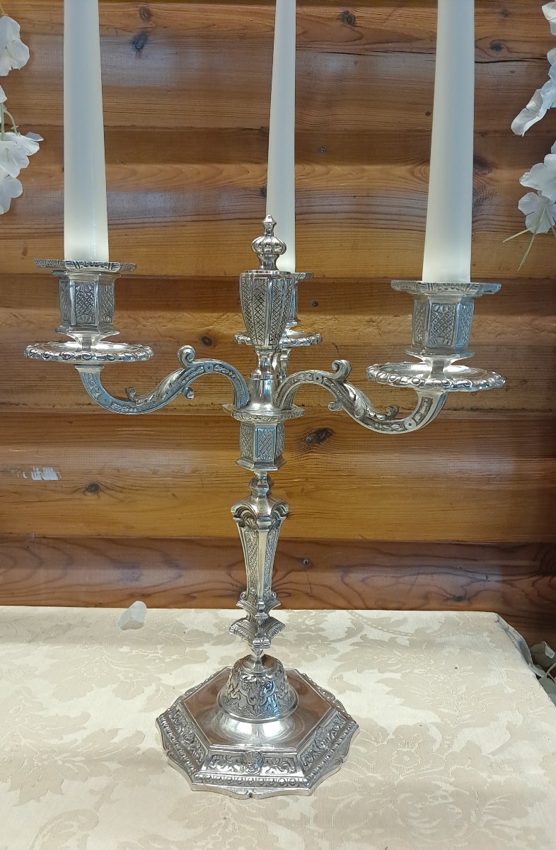 Pair Of 3-light Candelabras, 36 Cm-photo-3