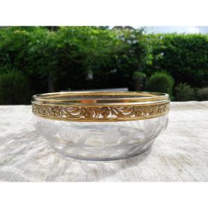Cut Crystal Bowl, Vermeiled Silver Frame From Puiforcat 