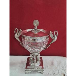 Grand drageoir argent massif, Baccarat début XIXEME 