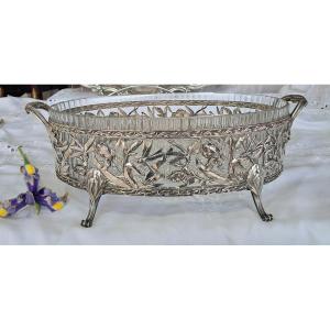 Jardinière Baccarat argent massif" aux iris"