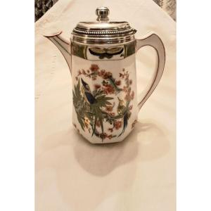 Verseuse porcelaine montée argent massif