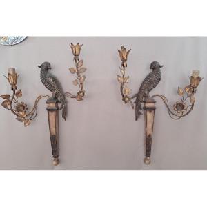 Paire d appliques perroquet XXEME 