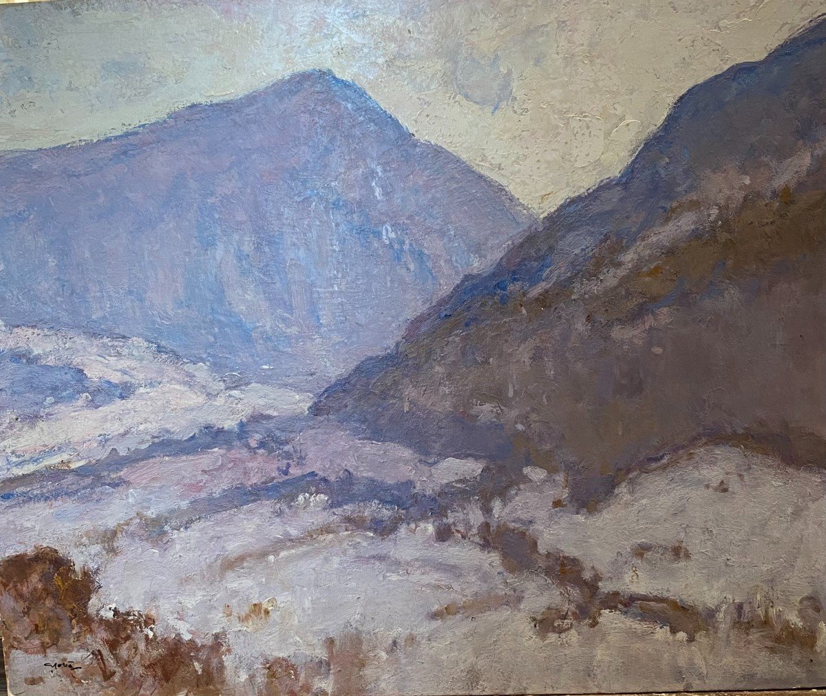 Le Sappey Et Le Saint Eynard Par Georges Gobo. Paysage De Montagne. Huile Sur Bois Encadré