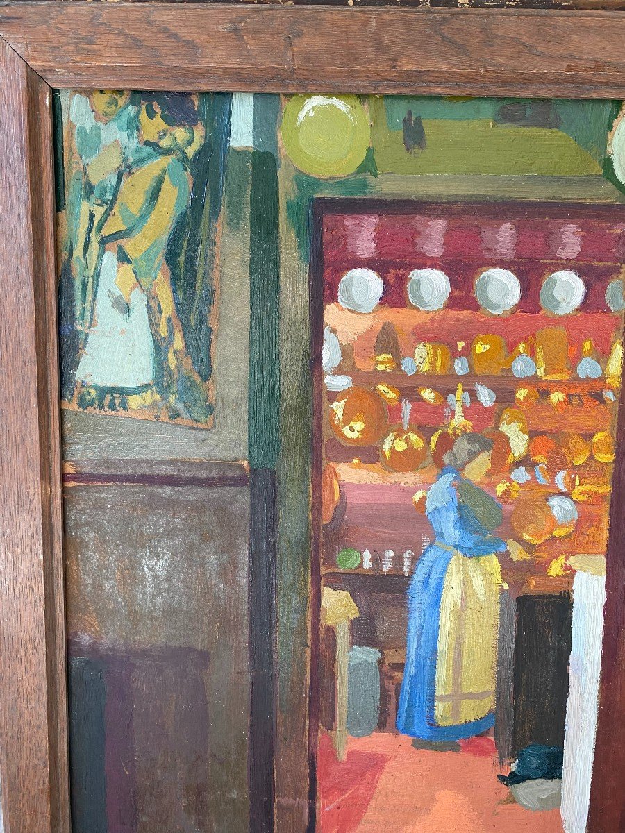 Dans La Cuisine. Vue d'Intérieur. Peinture à l'Huile. 1930-photo-4