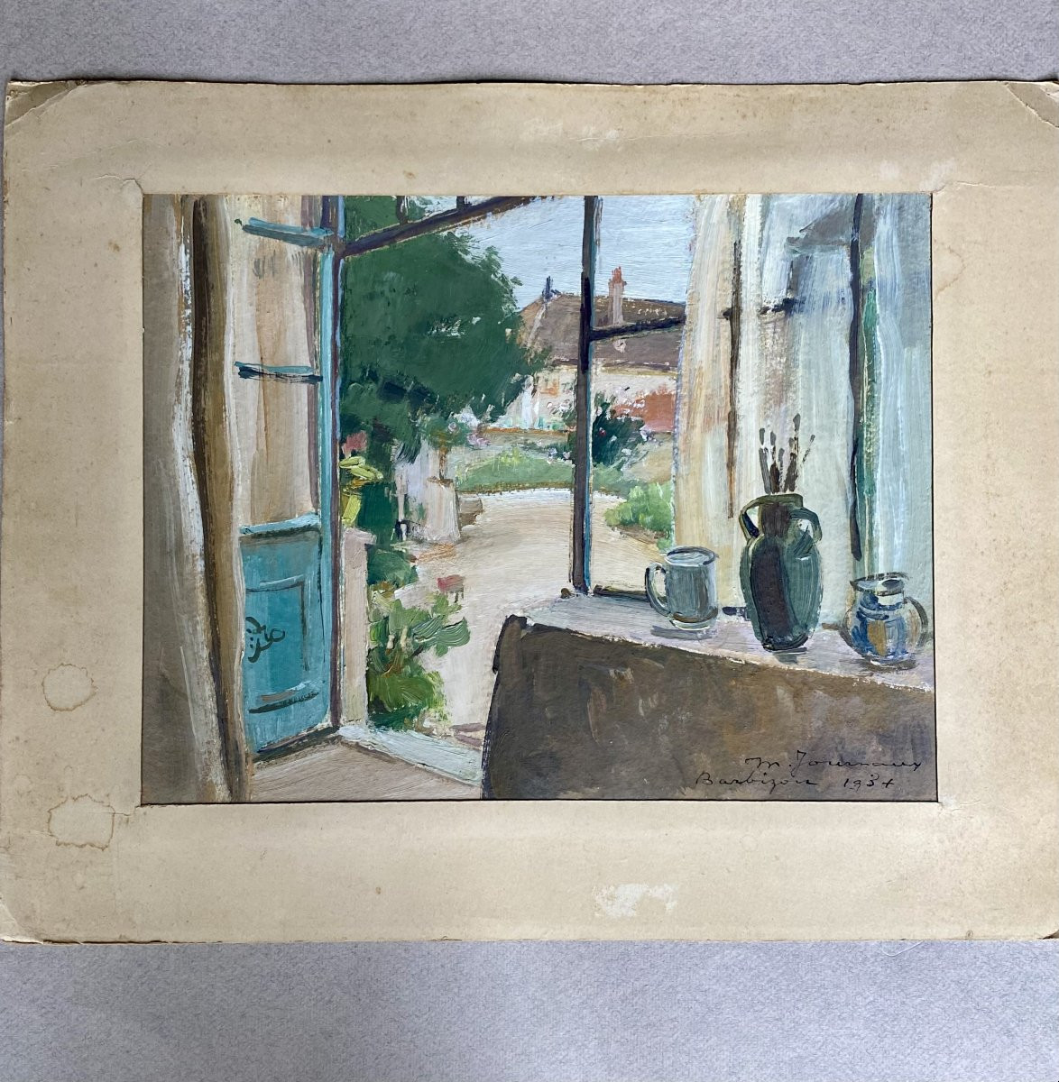 Maurice Journaux. Barbizon. 1934. Pair Of Paintings. Oil On Paper-photo-2