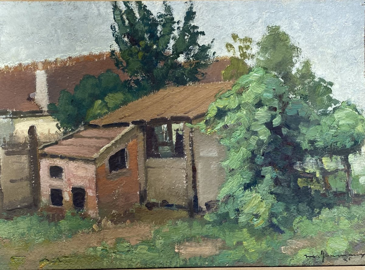 Maurice Journaux. Barbizon. 1934. Pair Of Paintings. Oil On Paper-photo-1