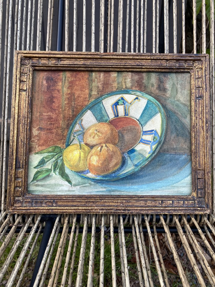Nature morte huile sur papier. XXe 1937.-photo-3