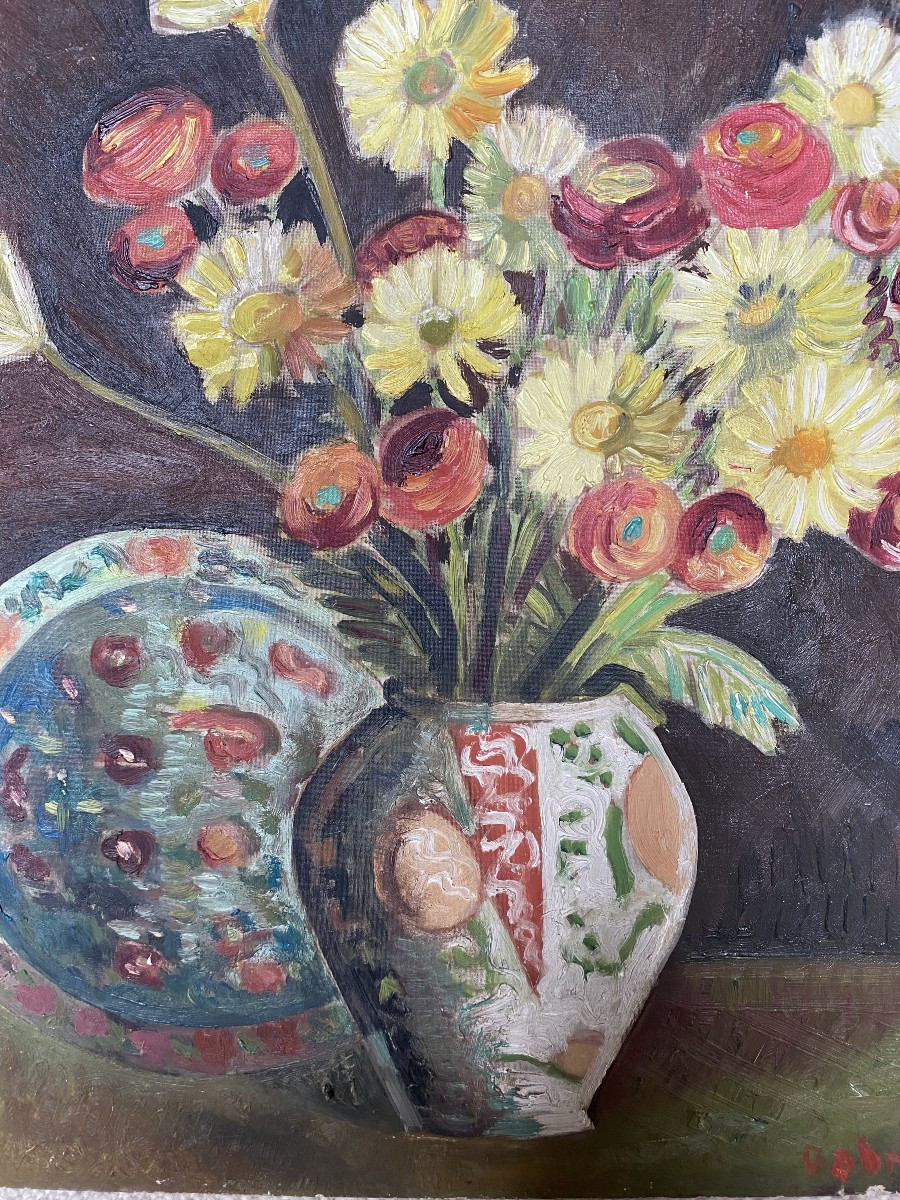 Still Life Of Flowers. Oil On Panel. Early 20th Century.-photo-5