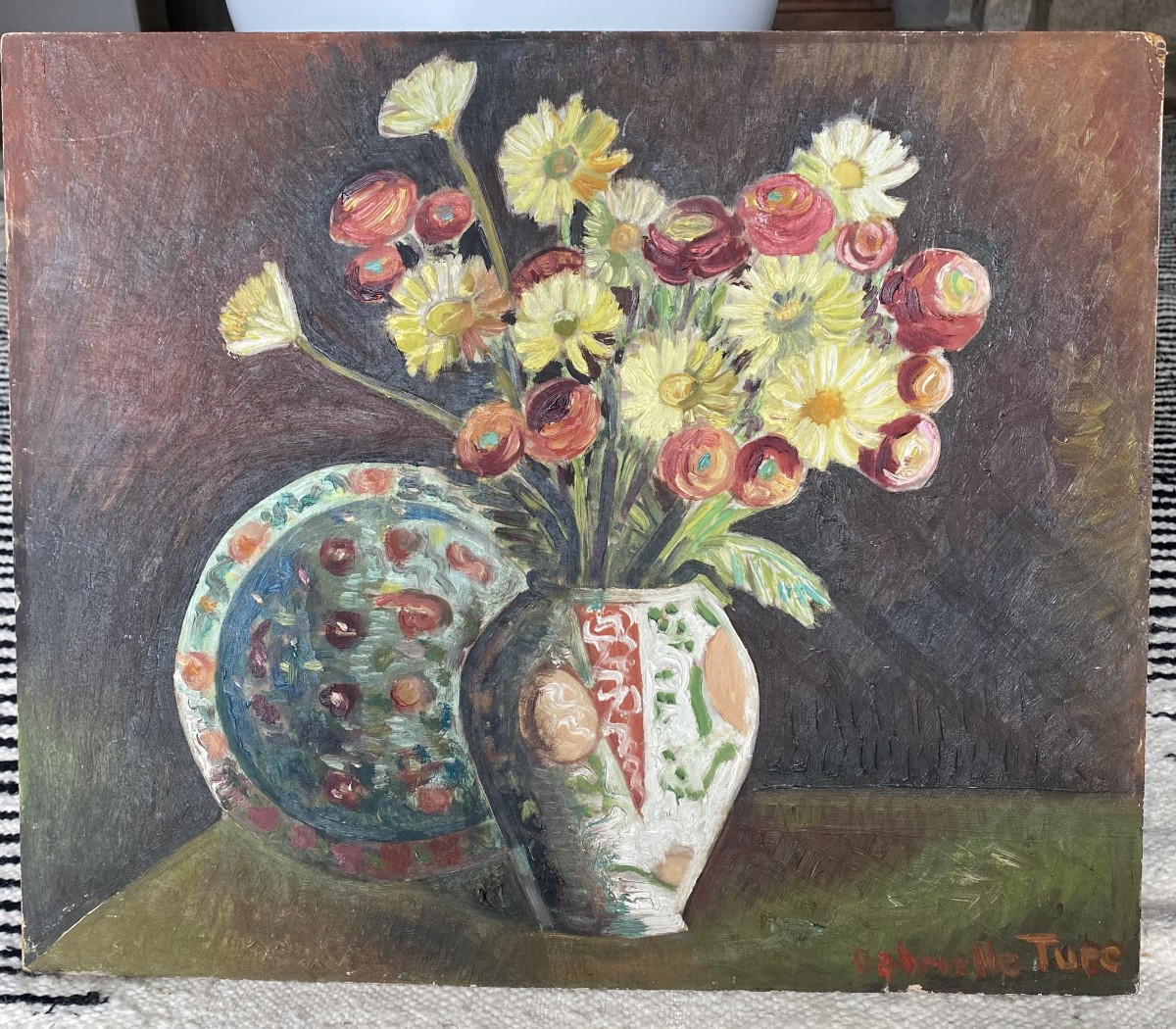 Still Life Of Flowers. Oil On Panel. Early 20th Century.