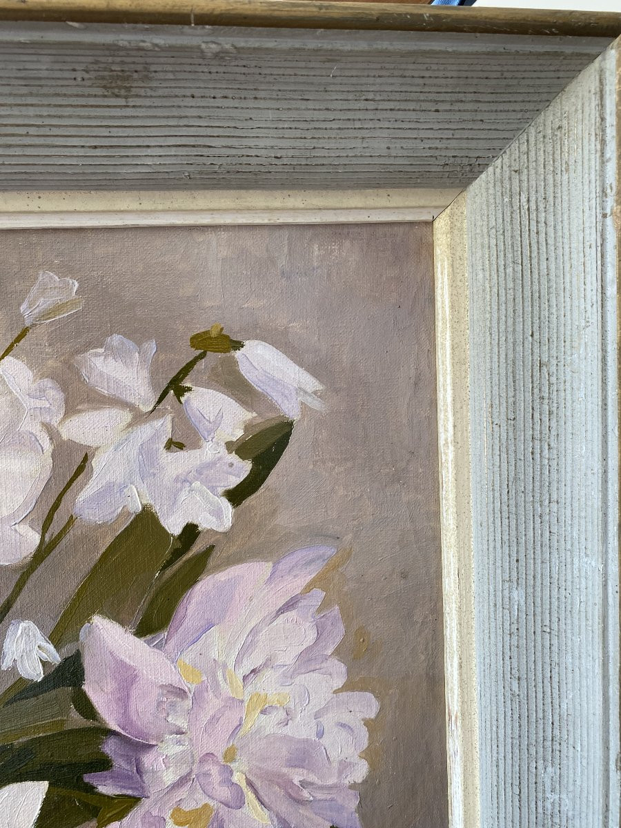 Still Life With Peonies. Oil On Canvas. Robert Mahélin. 1930-photo-3