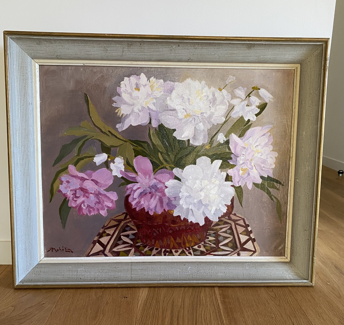 Still Life With Peonies. Oil On Canvas. Robert Mahélin. 1930