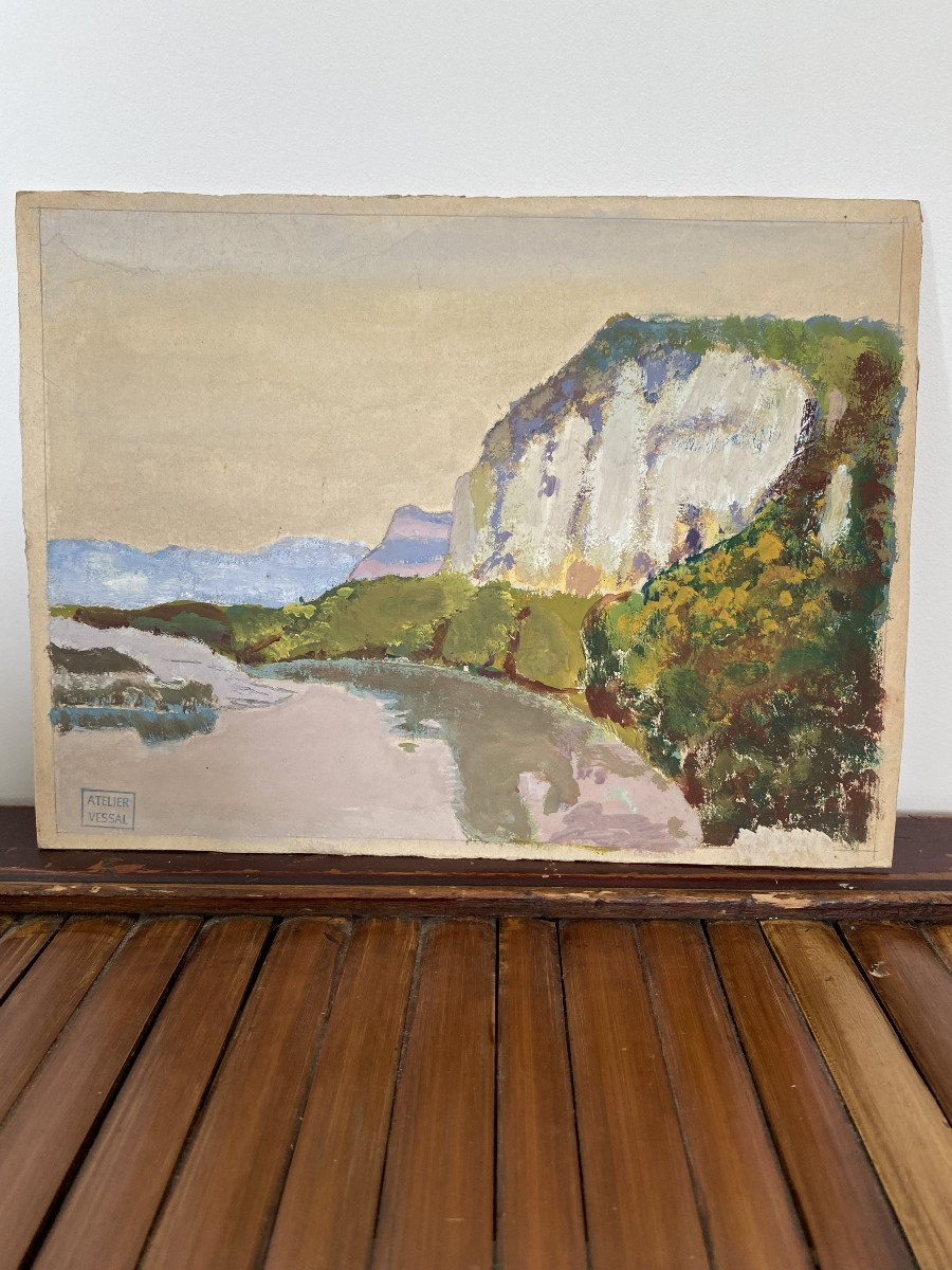 The Cliff. Gouache On Cardboard. Atelier Vessal