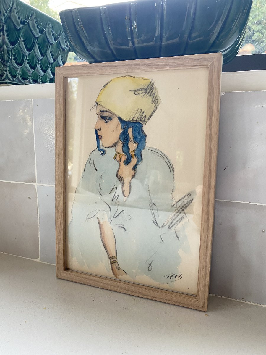 Portrait. Watercolor Pencil Painting.-photo-4