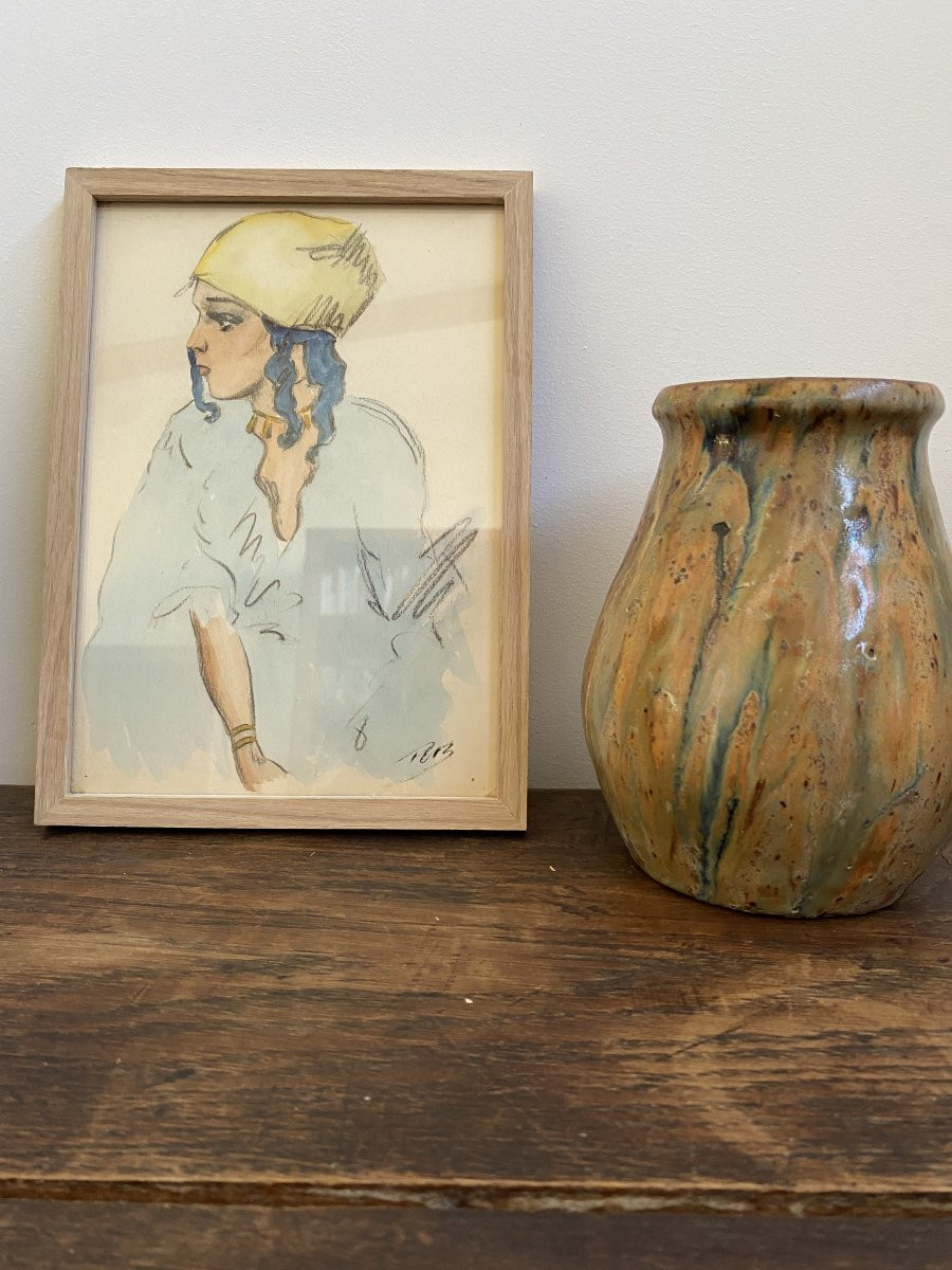 Portrait. Watercolor Pencil Painting.-photo-1