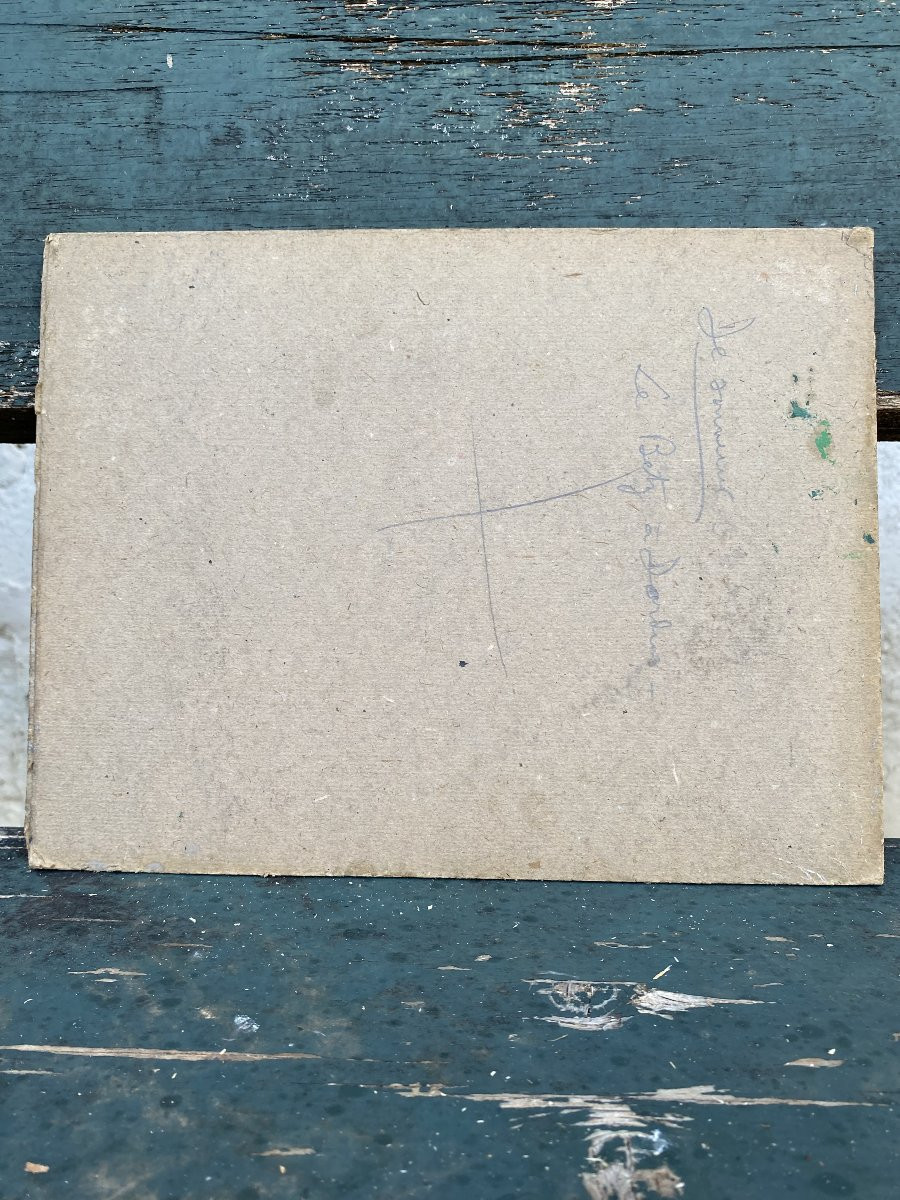 Le bord de la rivière en automne. Huile sur carton. Fin 19 ème siècle, début 20 ème.-photo-1