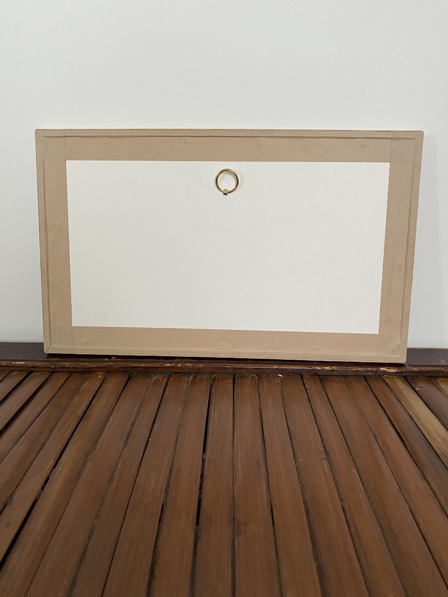 Oil On Cardboard, Framed. 19th-early 20th Century. Evening Walk. The River Under The Bridge.-photo-2