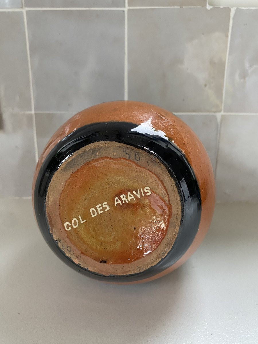 Vase aux fleurs de montagne. René Nicole. Poterie savoyarde. 1900-photo-1