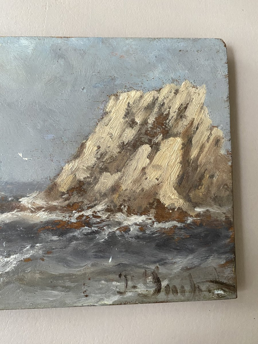 Seascape. Oil On Wood. Joseph Suchet. 19th Century-photo-4