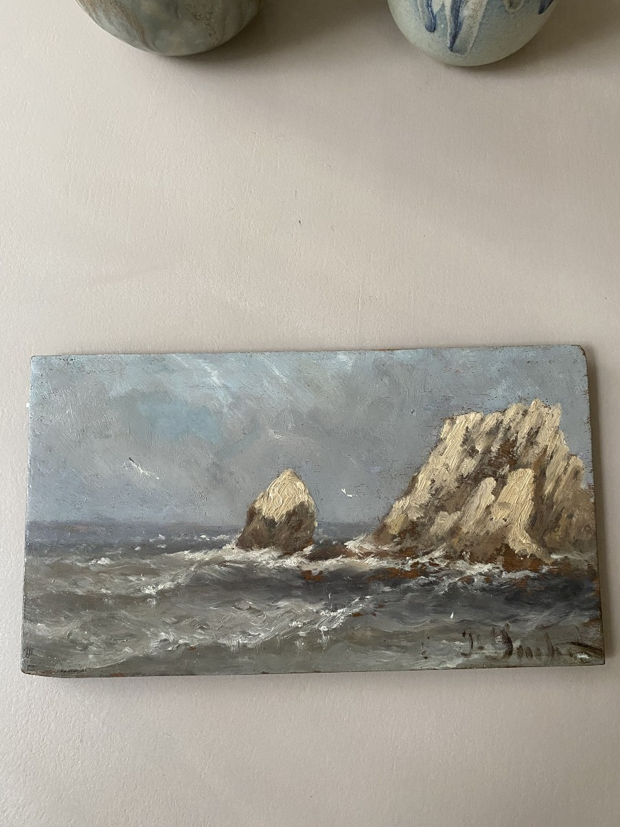 Seascape. Oil On Wood. Joseph Suchet. 19th Century