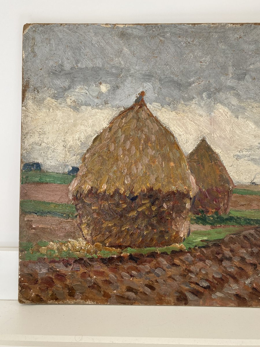 Les meules de foin. Fernand Alexis Lambert (1868-1935). peintre de l’Ecole française.-photo-3