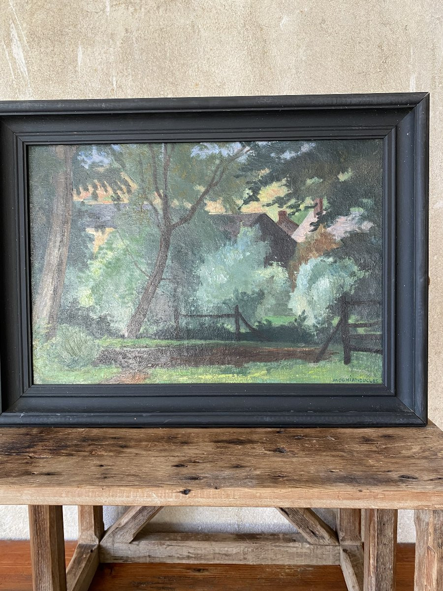 The Village In The Trees. Oil On Canvas. Nature. Early 20th Century-photo-2