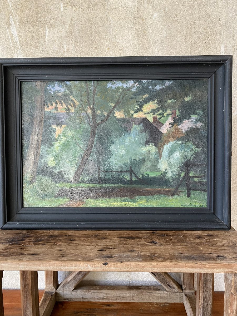 The Village In The Trees. Oil On Canvas. Nature. Early 20th Century-photo-3